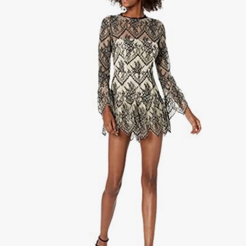 BB Dakota Black Lace Overlay Two Tone Romper